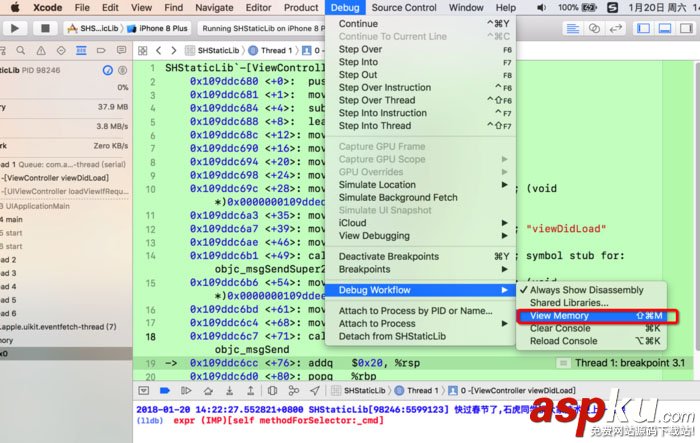 iOS,Xcode,汇编模式