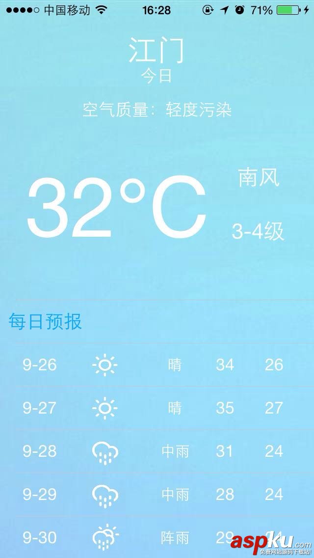 iOS毕业设计天气预报App,iOS天气预报App,iOS天气预报