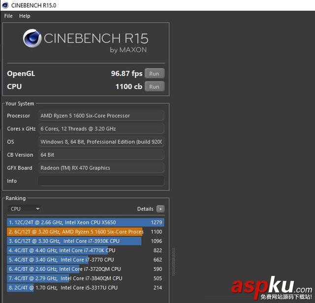 AMD,锐龙,Ryzen5-1600,测试成绩,Ryzen5-1600基准测试