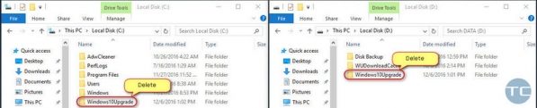 删除,Win10,Upgrade,文件夹