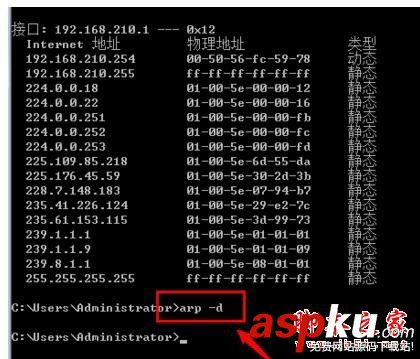 Win7,局域网,arp网络状况