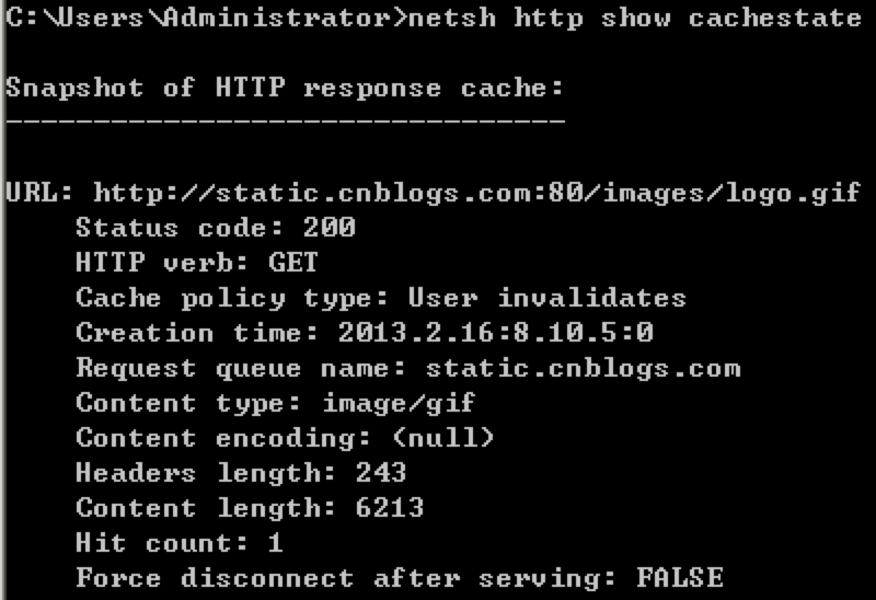 netsh http show cachestate
