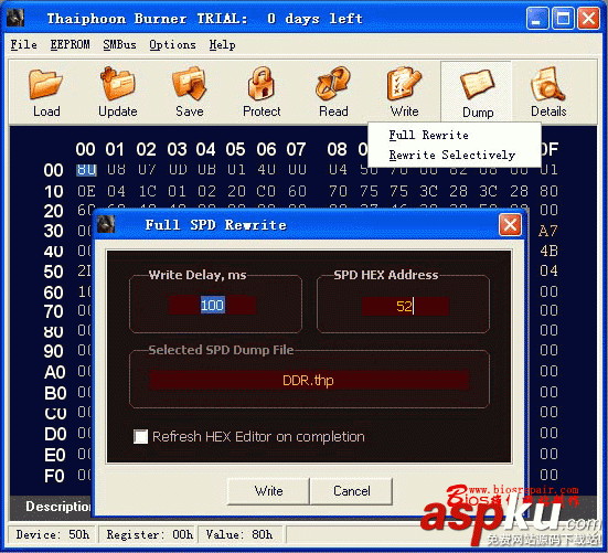 使用Thaiphoon更改DDR2内存条SPD信息