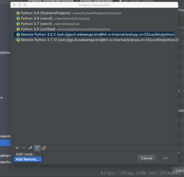 pycharm,配置,远程解释器