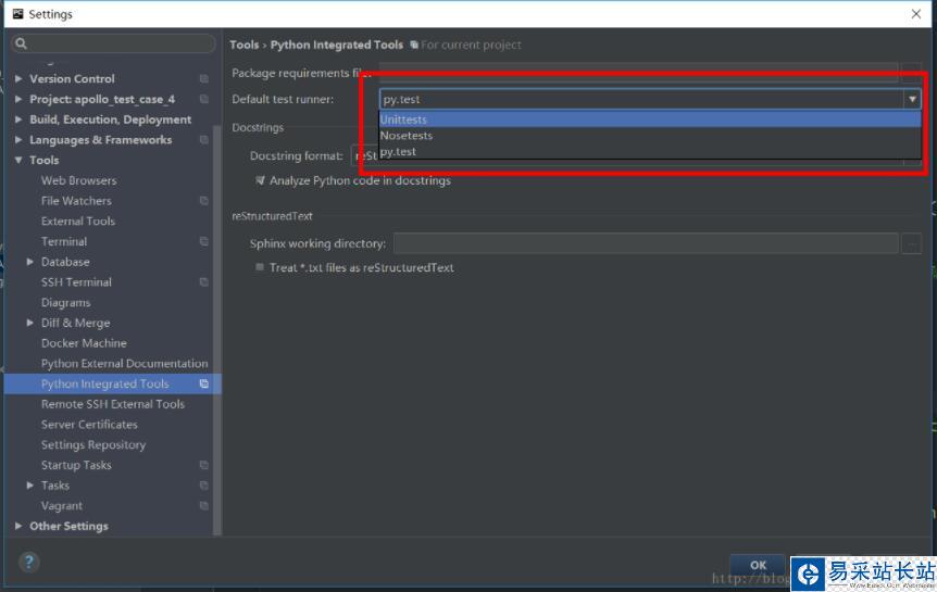 配置 Pycharm 默认 Test runner