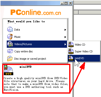 NERO 6轻松刻录miniDVD