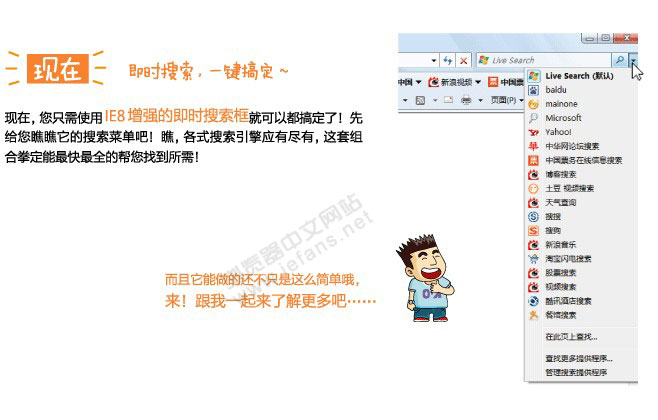 IE8轻松玩转不同的搜索引擎