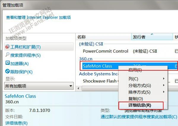 加载项的“详细信息”