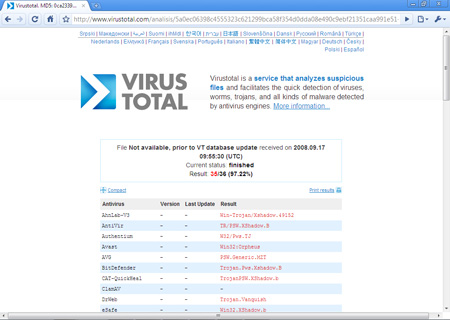 VirusTotal.com 的在线威胁验证功能