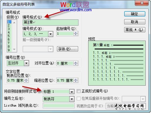 自定义多级符号列表