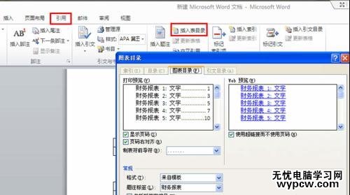 word2010中如何自动生成图表目录