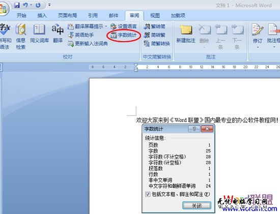 Word2007字数统计