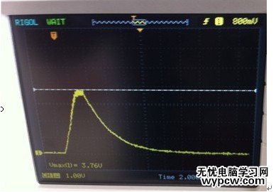 示波器捕捉到3、5V电感上丢失了3V