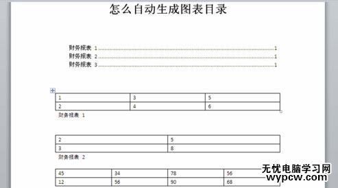 word2010中如何自动生成图表目录