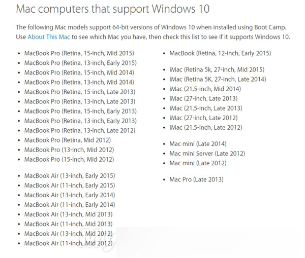 苹果升级Boot Camp：支持Windows 10