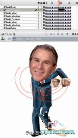 Flash cs3运动引导层制作布什搞笑动画,PS教程,思缘教程网