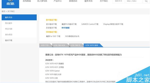GTX 1070美光显存BUG修复BIOS下载：华硕微星影驰……