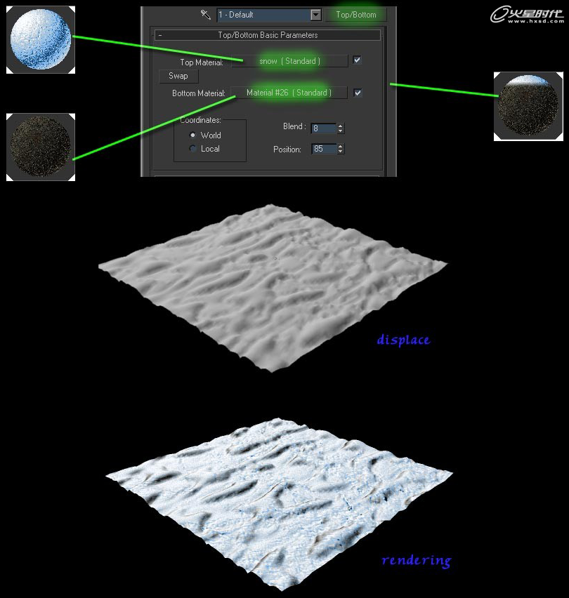 3DSMAX制作真实的雪材质 武林网 3DSMAX材质教程