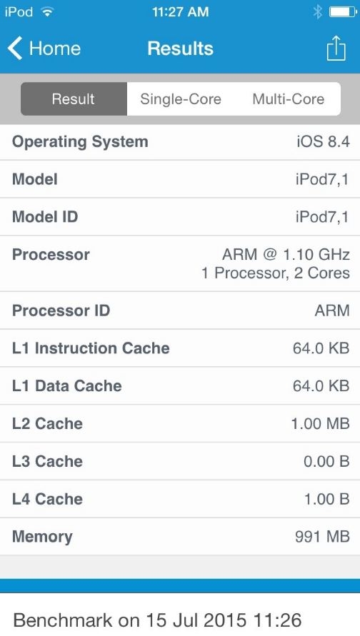 新iPod跑分出炉：A8处理器不敌iPhone 5S