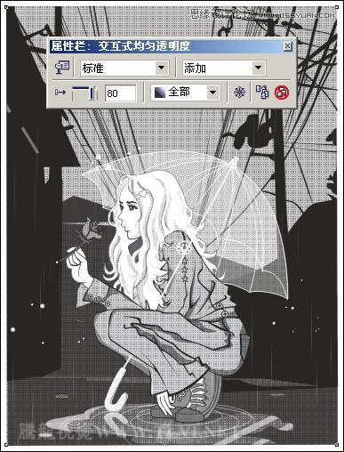 CorelDRAW方形网点纸制作实例之雨中的玫瑰,破洛洛