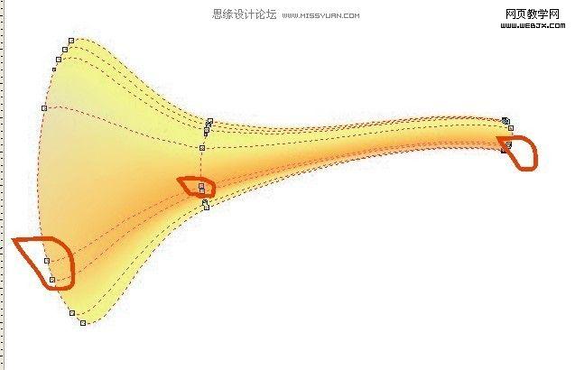 CorelDraw网格填充工具绘制卡通唢呐_武林网