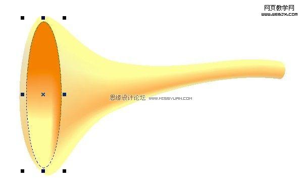 CorelDraw网格填充工具绘制卡通唢呐_武林网