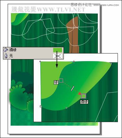 CorelDRAW绘制绿色的森林一角场景,破洛洛