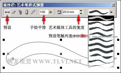 使用CorelDRAW中的艺术笔工具,破洛洛