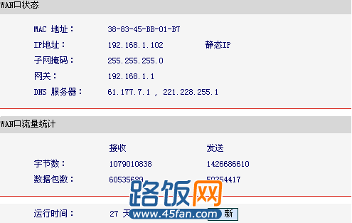 WAN口运行状态