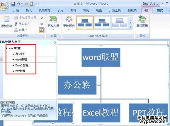 word2007制作组织结构图的两种方法