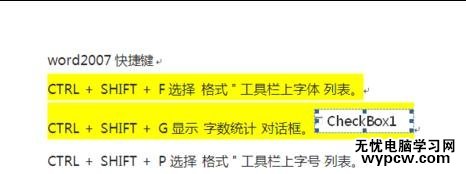 word2007添加单选框和复选框的两种方法