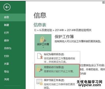 excel2013 设置密码的教程