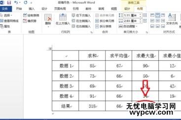 在word2013中如何计算表格数据