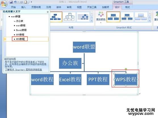 word2007制作组织结构图的两种方法