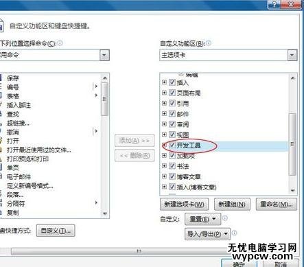 word2010中显示开发工具的两种教程