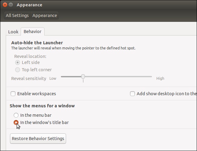 Ubuntu 外观行为选项