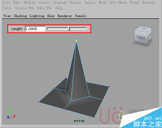 MAYA Polygons建模Edit Mesh命令集详解解释 武林网 MAYA建模教程12-Extrude-Vertex-Length.gif