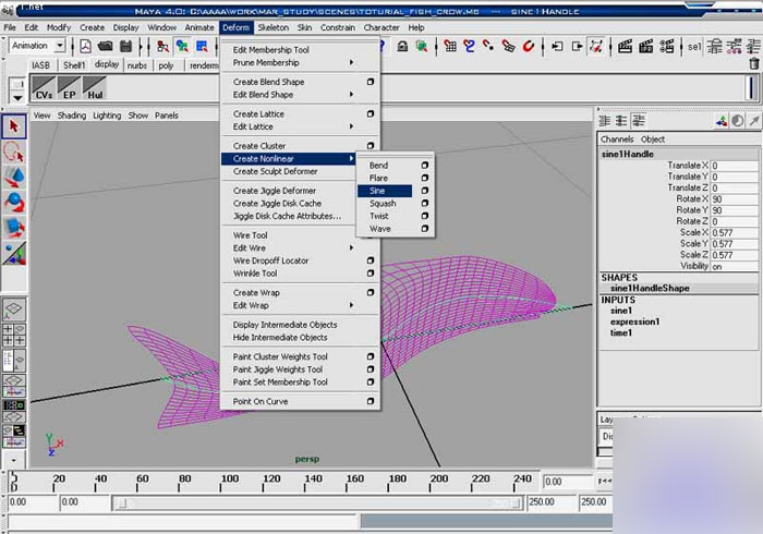 MAYA8.5粒子系统打造鱼群教程 武林网 MAYA角色动画教程