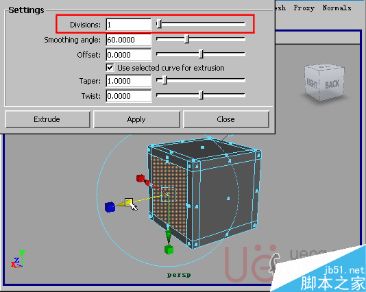 MAYA Polygons建模Edit Mesh命令集详解解释 武林网 MAYA建模教程2-extrude-faces-divisions.gif