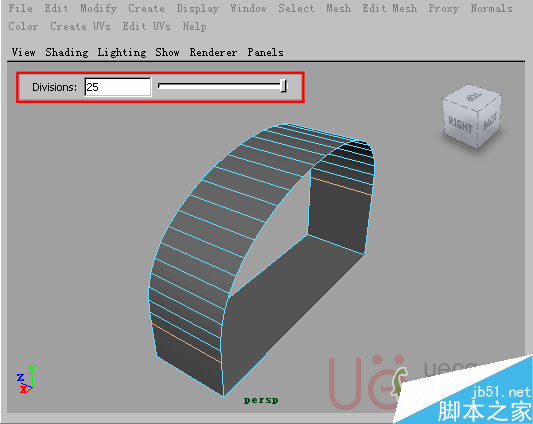 MAYA Polygons建模Edit Mesh命令集详解解释 武林网 MAYA建模教程19-Bridge-Divisions.gif