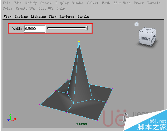 MAYA Polygons建模Edit Mesh命令集详解解释 武林网 MAYA建模教程11-Extrude-Vertex-Width.gif