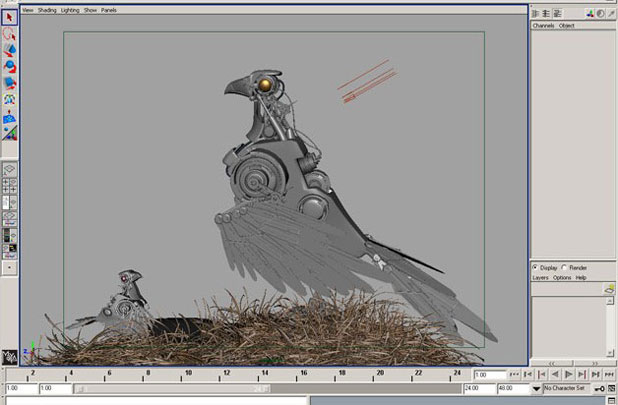 Maya制作卡通机械鸟 武林网 MAYA角色动画教程