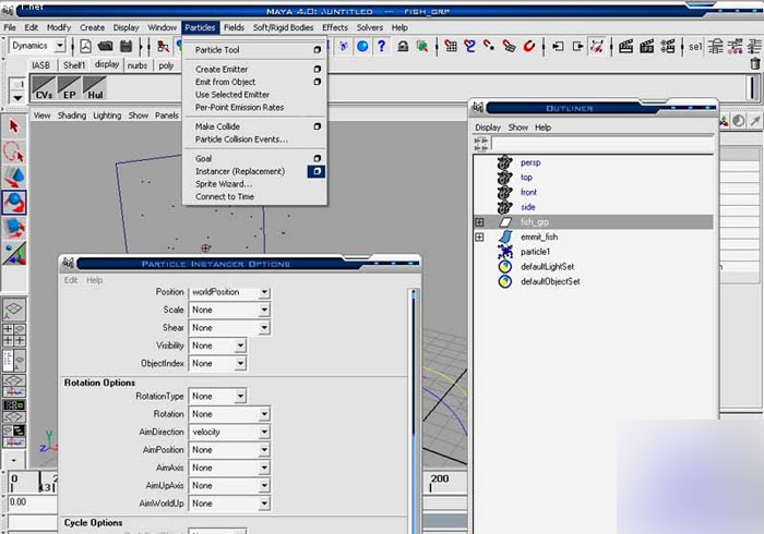 MAYA8.5粒子系统打造鱼群教程 武林网 MAYA角色动画教程