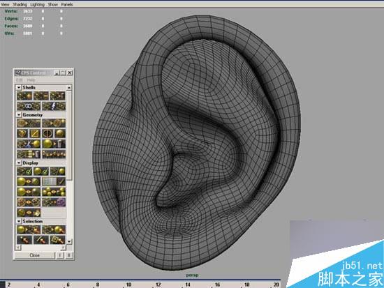maya多边形建模人物耳朵 武林网 maya建模教程