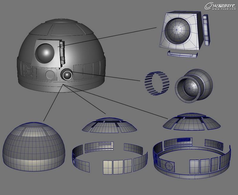 MAYA制作《星球大战》中的机器人R2D2 武林网 MAYA建模教程