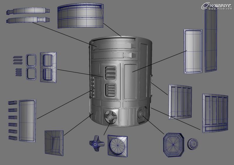 MAYA制作《星球大战》中的机器人R2D2 武林网 MAYA建模教程