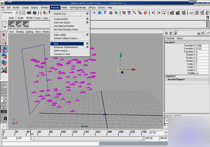 MAYA8.5粒子系统打造鱼群教程 武林网 MAYA角色动画教程