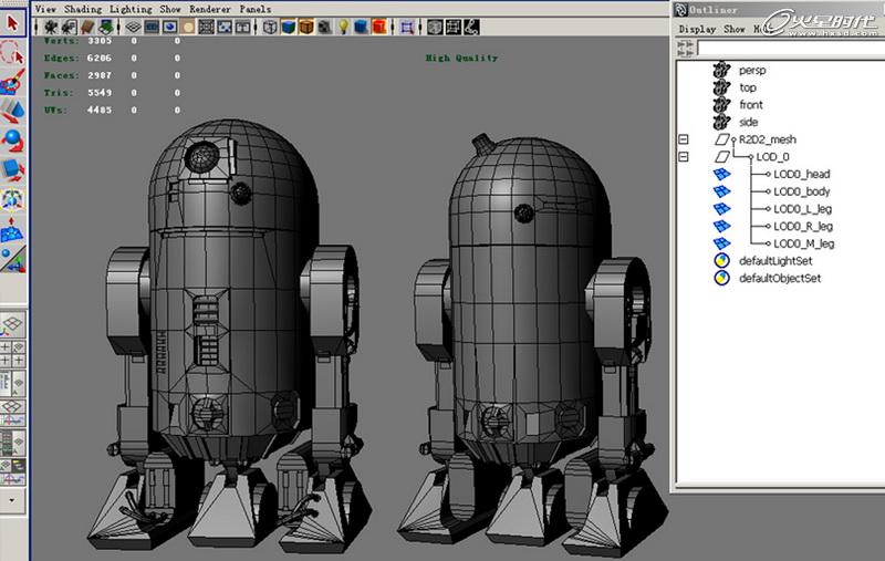 MAYA制作《星球大战》中的机器人R2D2 武林网 MAYA建模教程