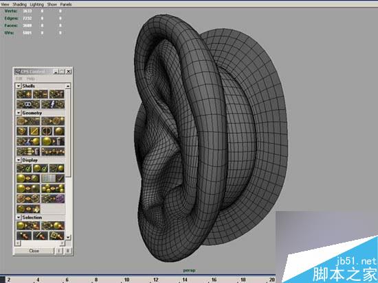 maya多边形建模人物耳朵 武林网 maya建模教程