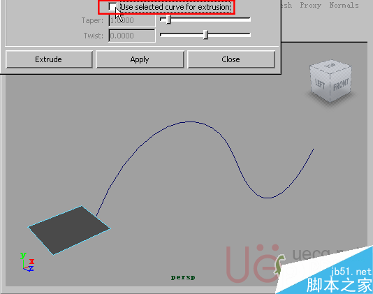 MAYA Polygons建模Edit Mesh命令集详解解释 武林网 MAYA建模教程9-edge-use-selected-curve-for-extrusion.gif